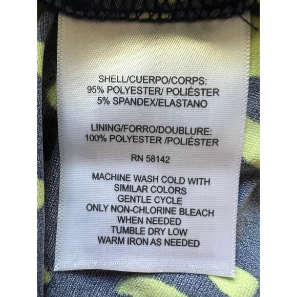 Maggy London Dress V-Neck Midi Back Zip Dark Blue Green Dot Career Work Size 4 - Picture 12 of 13